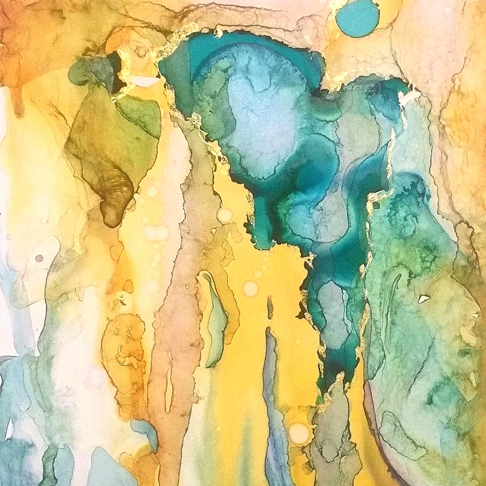 8x10 original abstract art print hand embellished gold leaf